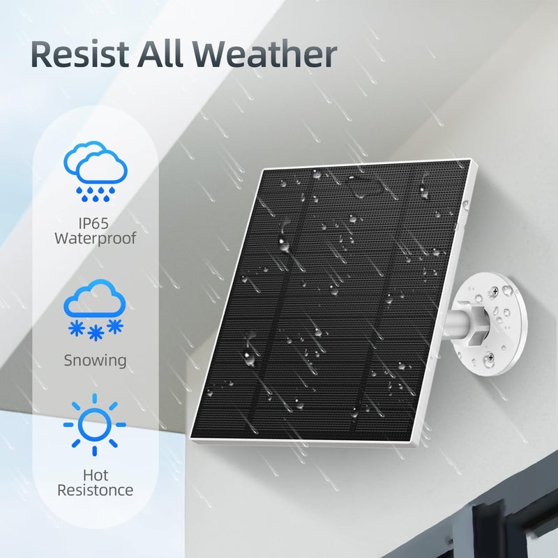 Catgod 3PC 5W Solar Panel for Security Camera, Solar Panel with Micro USB & USB-C Port for DC 5V Outdoor Rechargeable Battery Camera, IP65 Waterproof, 360° Adjustable Security Mount, 9.8ft Cable - Image 4